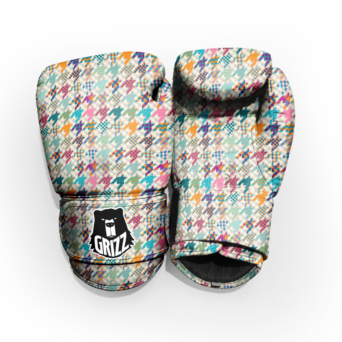 Houndstooth Colorful Plaid Print Pattern Pro Boxing Glove