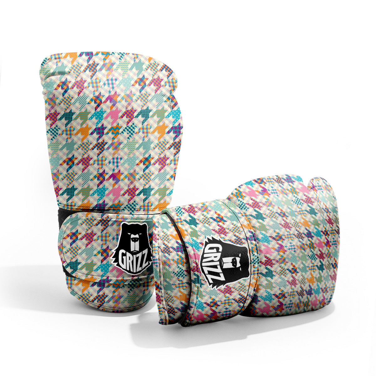 Houndstooth Colorful Plaid Print Pattern Pro Boxing Glove