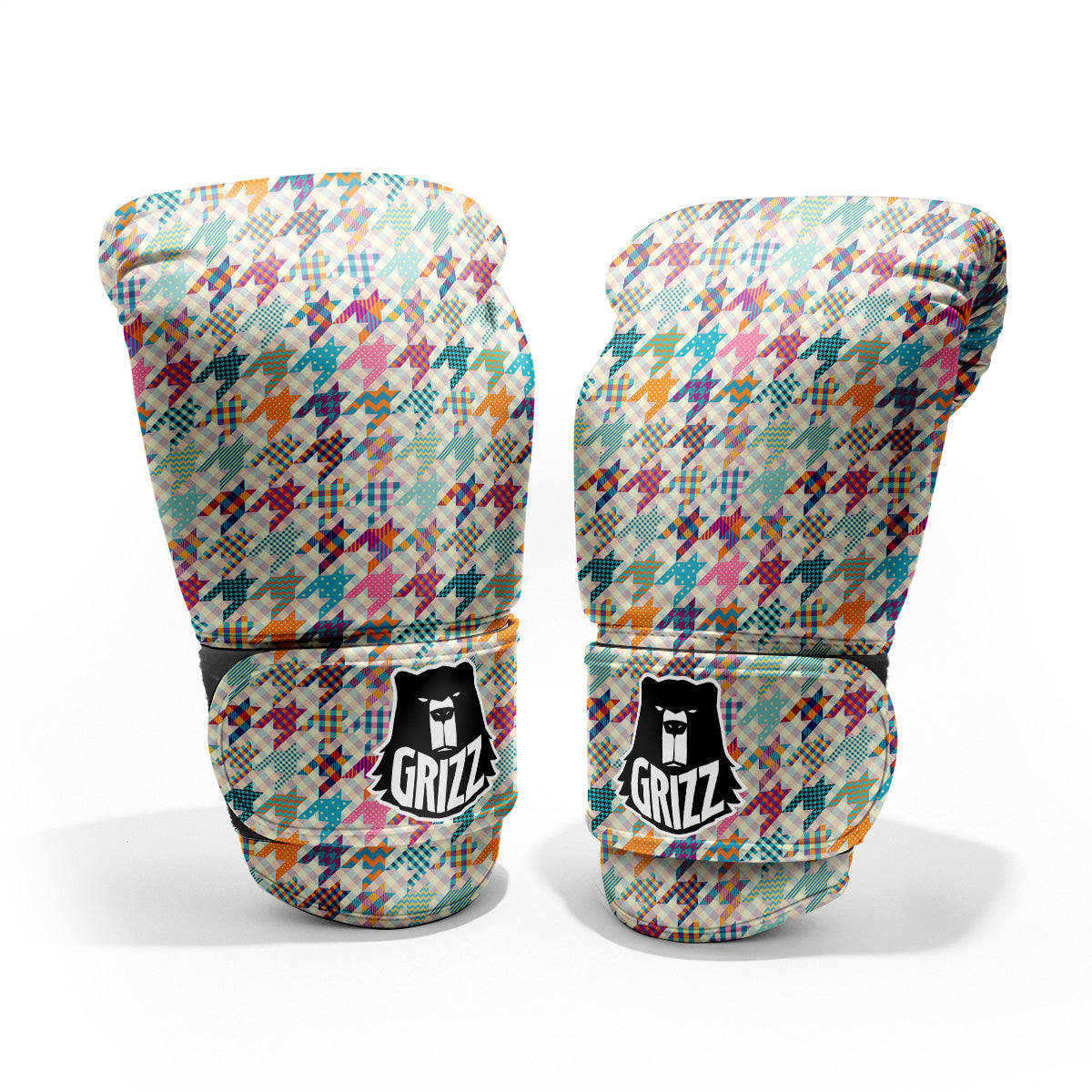 Houndstooth Colorful Plaid Print Pattern Pro Boxing Glove