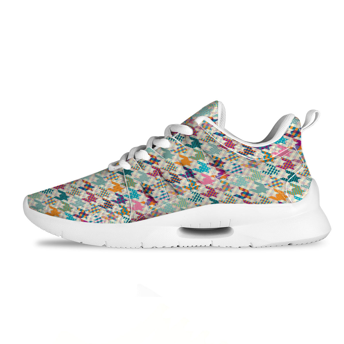 Houndstooth Colorful Plaid Print Pattern Tennis Shoes-grizzshop