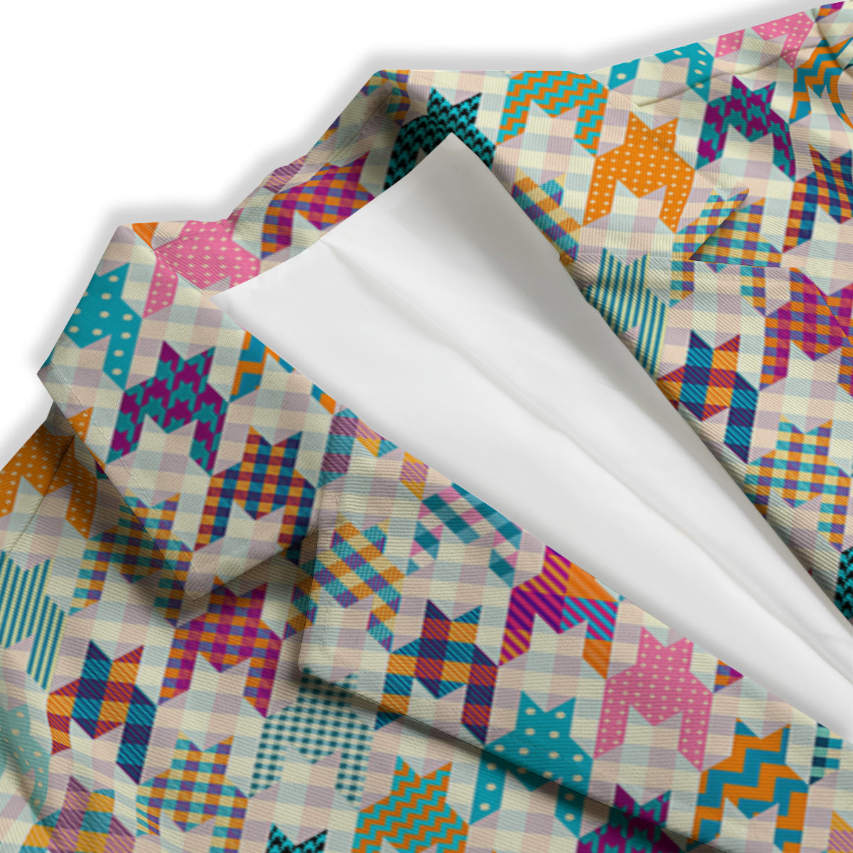 Houndstooth Colorful Plaid Print Pattern Women's Blazer-grizzshop
