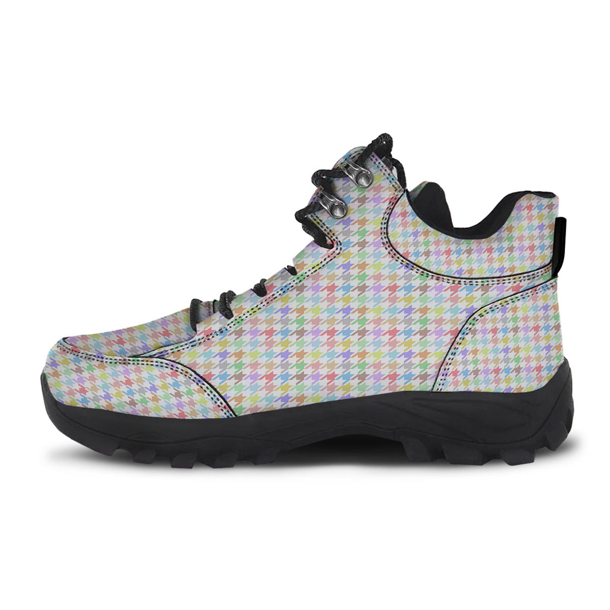 Houndstooth Colorful Print Hiking Shoes-grizzshop