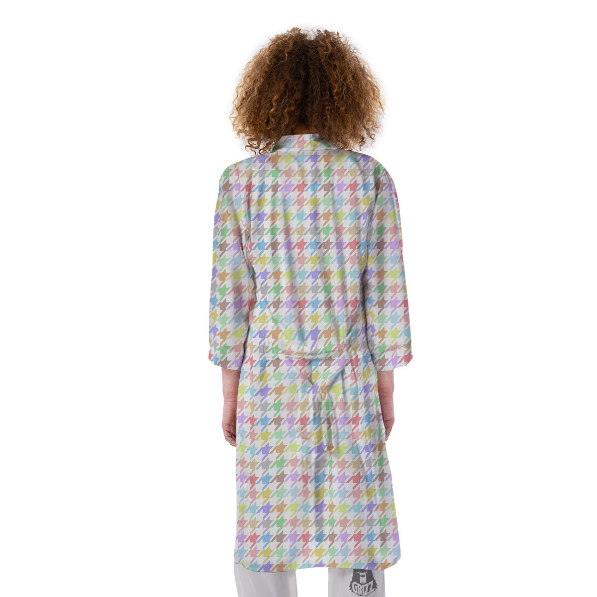 Houndstooth Colorful Print Kimono-grizzshop
