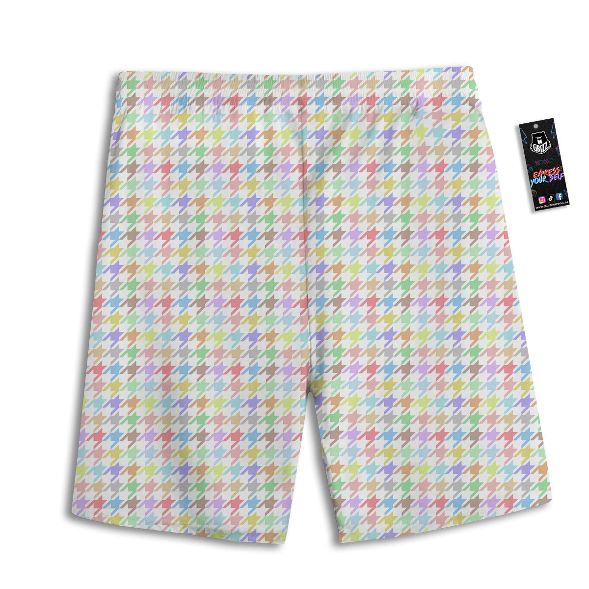 Houndstooth Colorful Print Men's Athletic Shorts