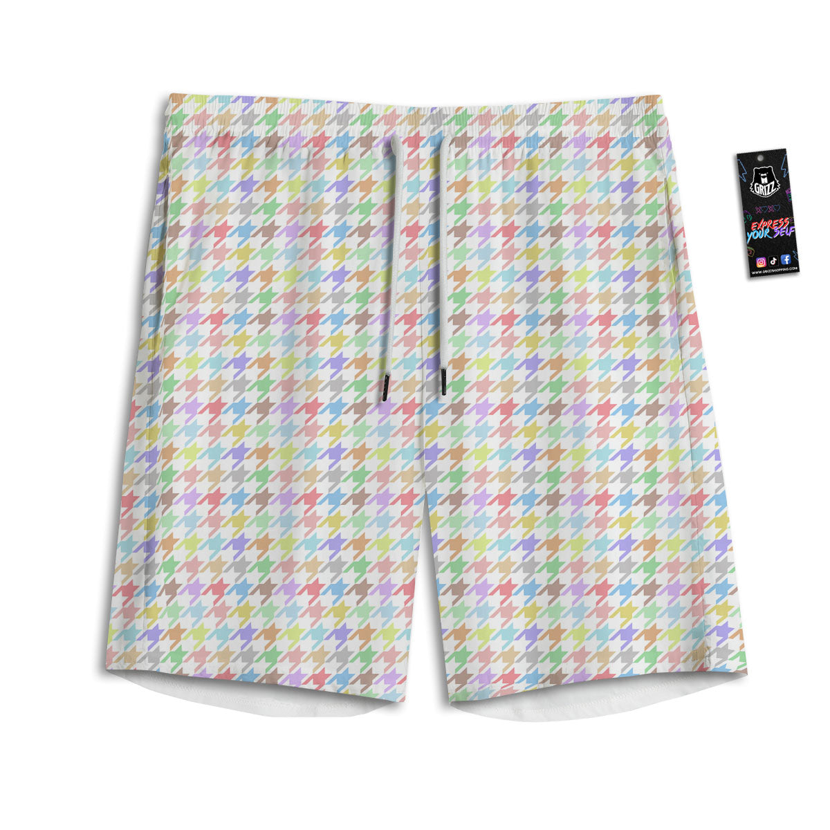 Houndstooth Colorful Print Men's Athletic Shorts