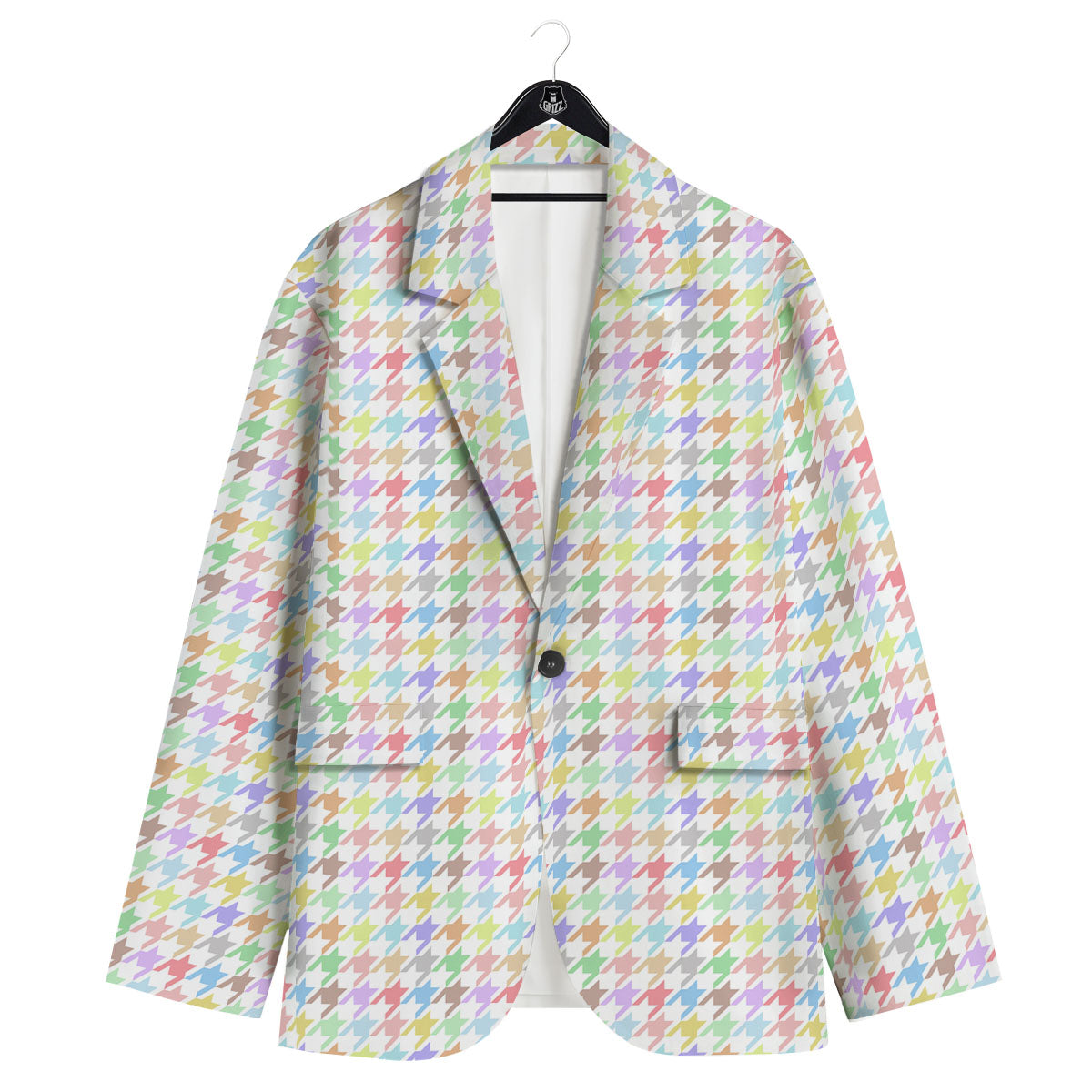 Houndstooth Colorful Print Men's Sport Coat-grizzshop