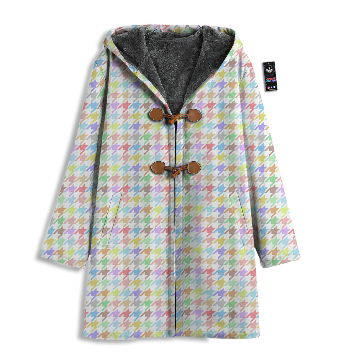 Houndstooth Colorful Print Men's Windbreaker Jacket-grizzshop