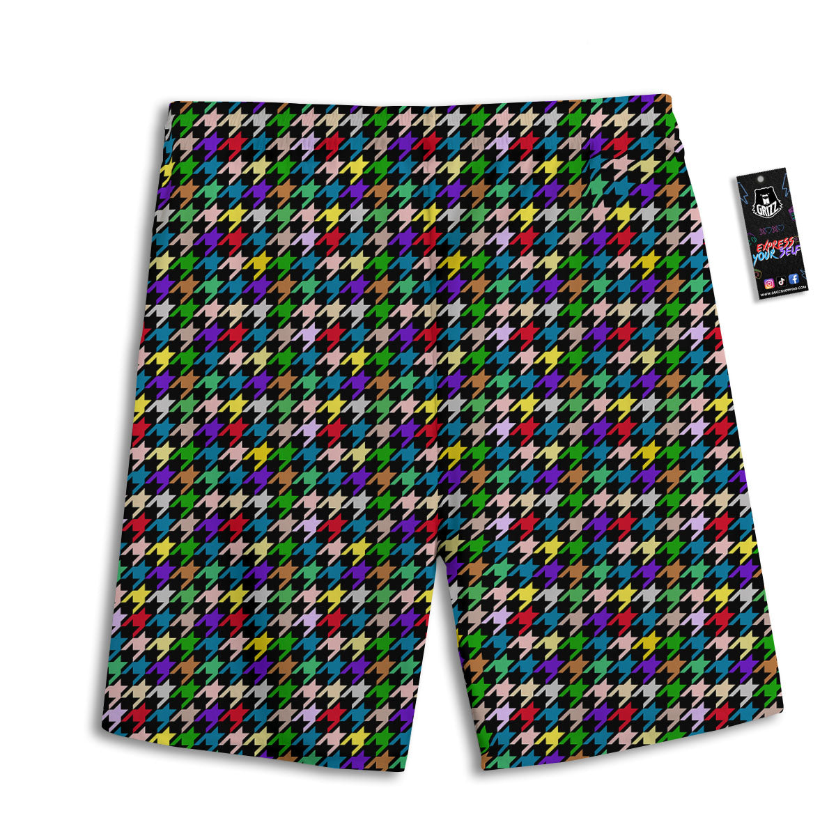 Houndstooth Colorful Print Pattern Men's Athletic Shorts