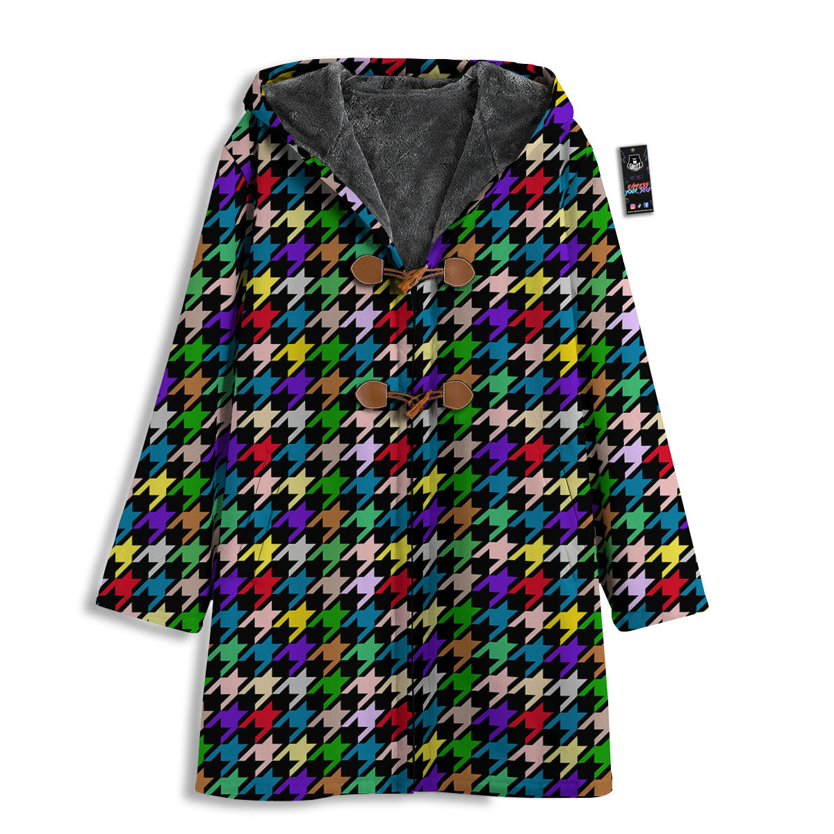 Houndstooth Colorful Print Pattern Men's Windbreaker Jacket-grizzshop