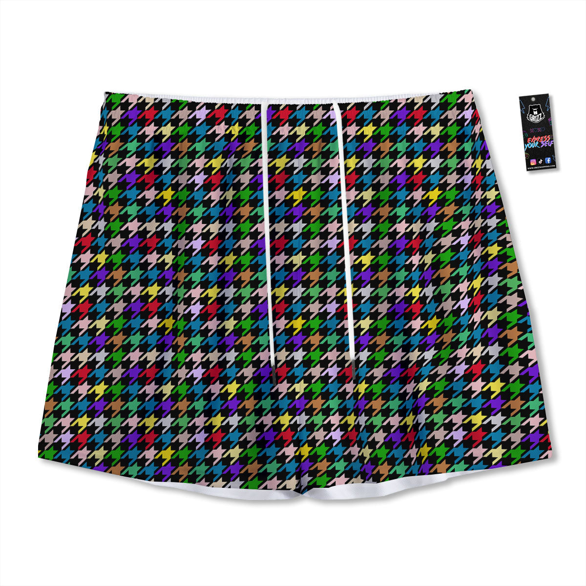 Grizzly Bear Print Pattern Mesh Shorts