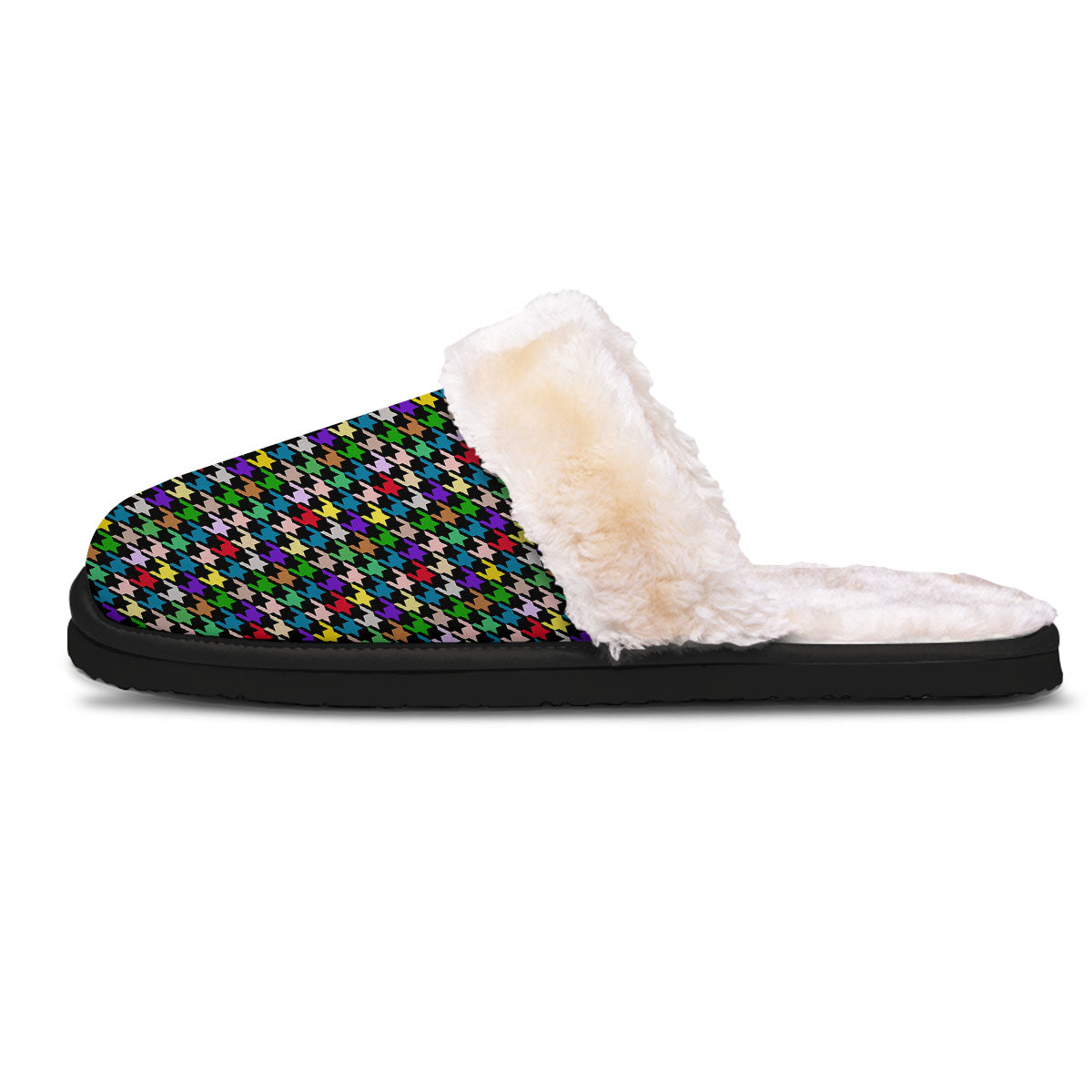 Houndstooth Colorful Print Pattern Slippers-grizzshop