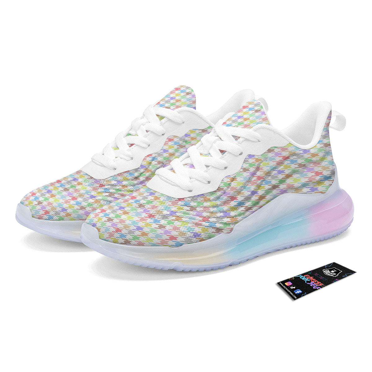 Houndstooth Colorful Print Running Sneakers-grizzshop