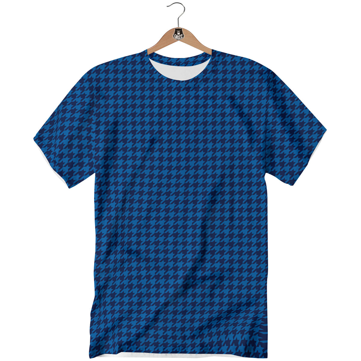 Houndstooth Deep Blue Print Pattern T-Shirt-grizzshop