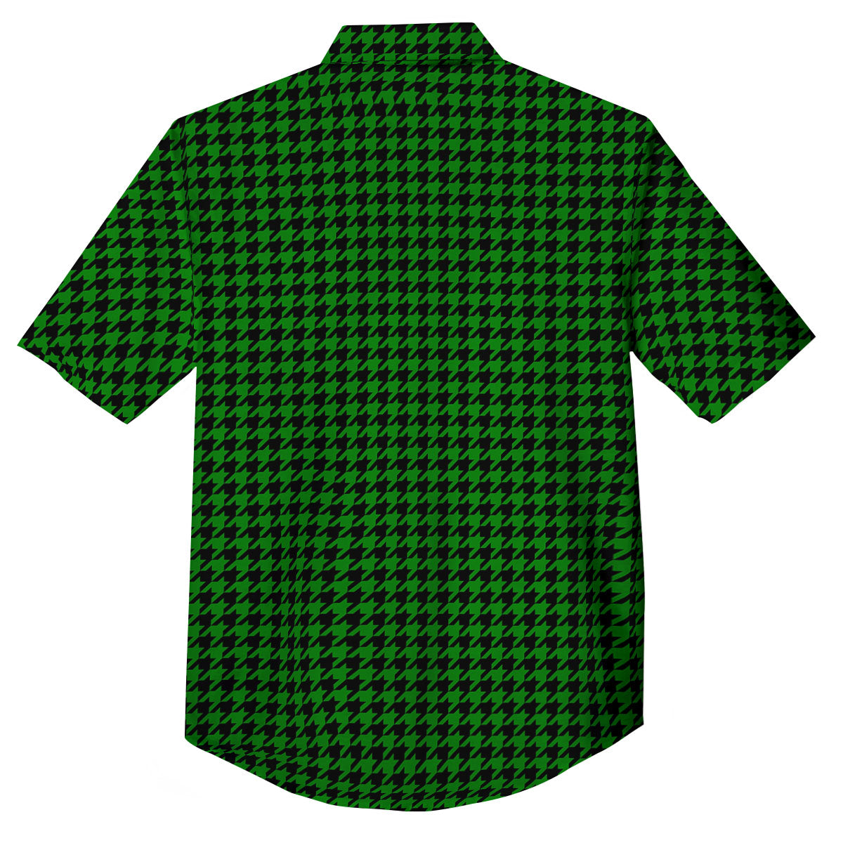 Houndstooth Deep Green Print Pattern Button Up Shirt-grizzshop