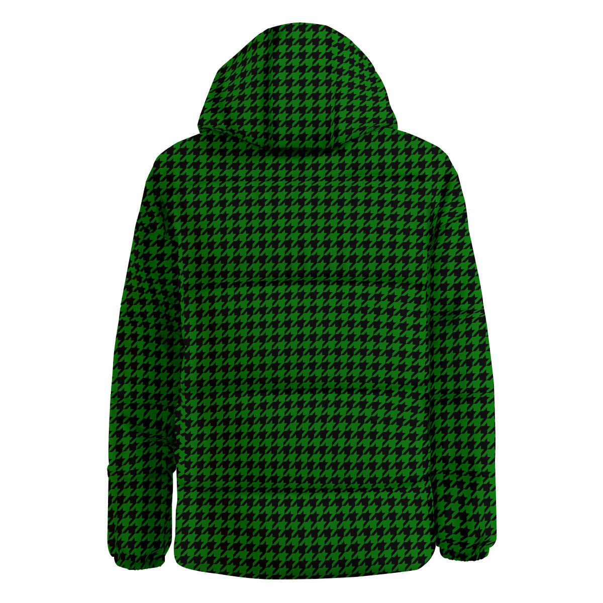 Houndstooth Deep Green Print Pattern Down Jacket-grizzshop