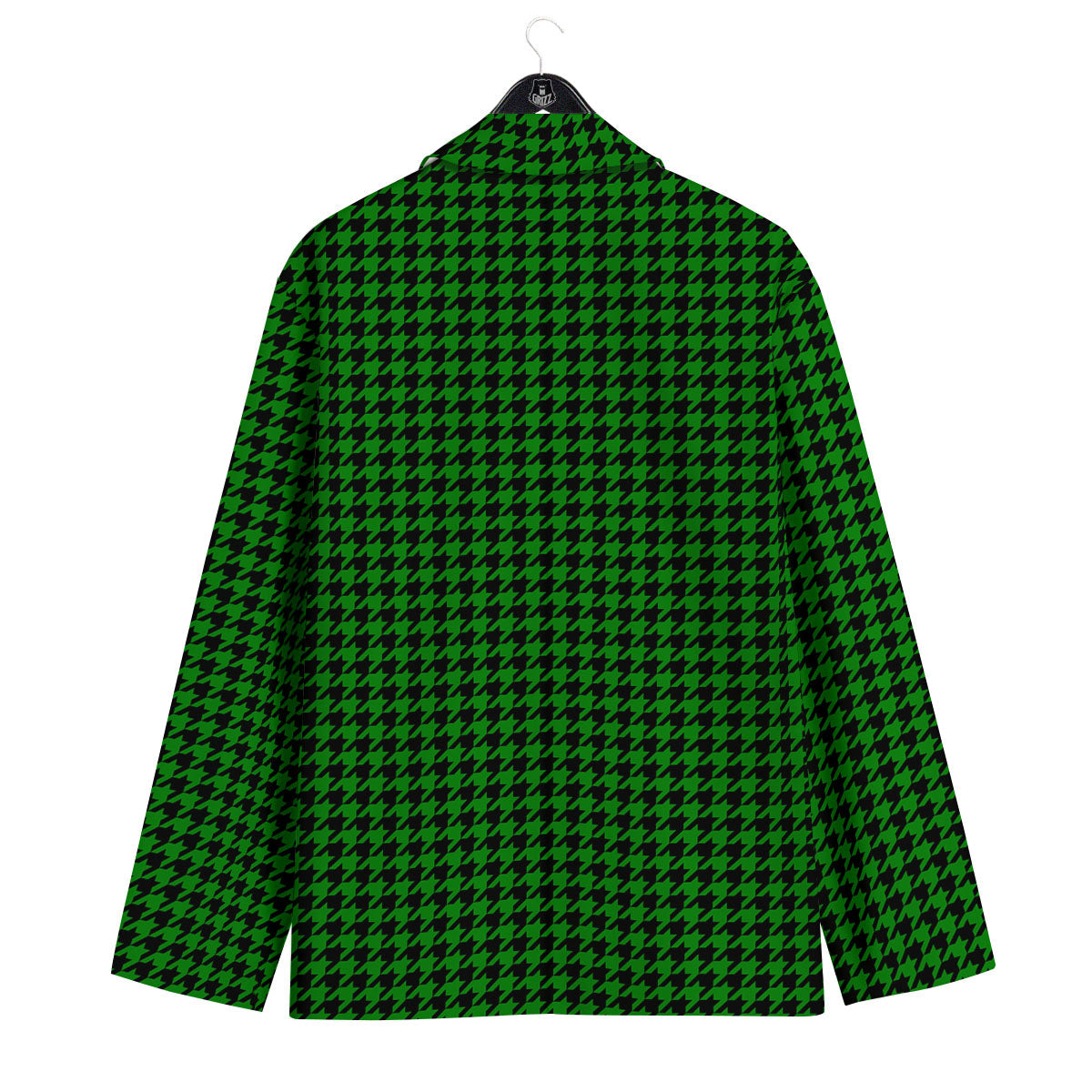 Houndstooth Deep Green Print Pattern Men's Sport Coat-grizzshop