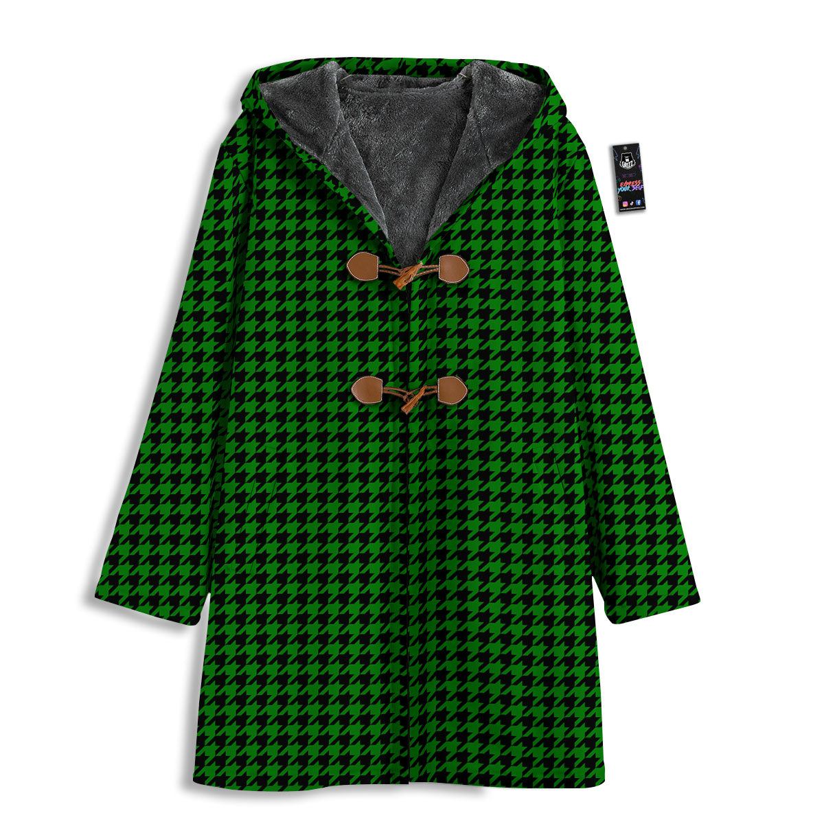 Houndstooth Deep Green Print Pattern Men's Windbreaker Jacket-grizzshop