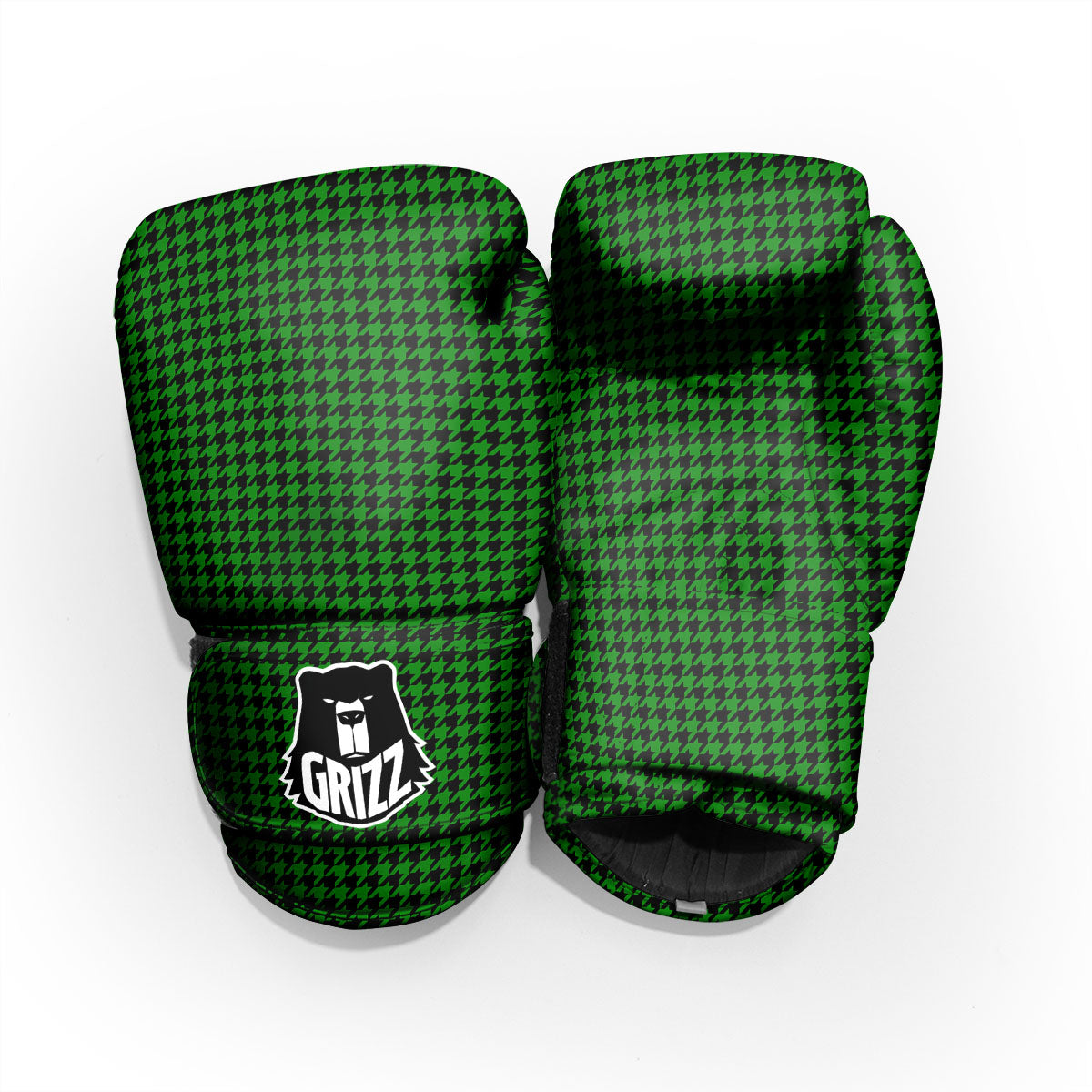 Houndstooth Deep Green Print Pattern Pro Boxing Glove
