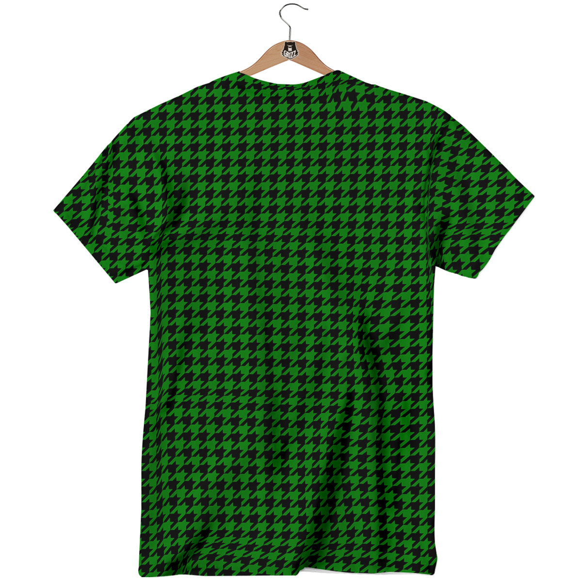 Houndstooth Deep Green Print Pattern T-Shirt-grizzshop