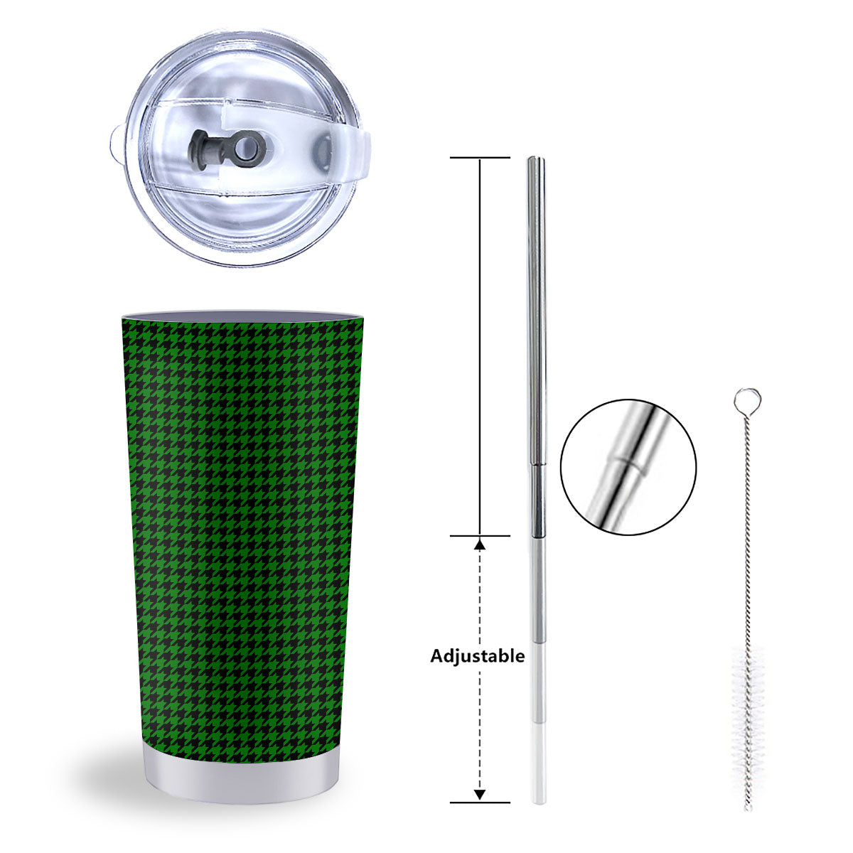 Houndstooth Deep Green Print Pattern Tumbler-grizzshop