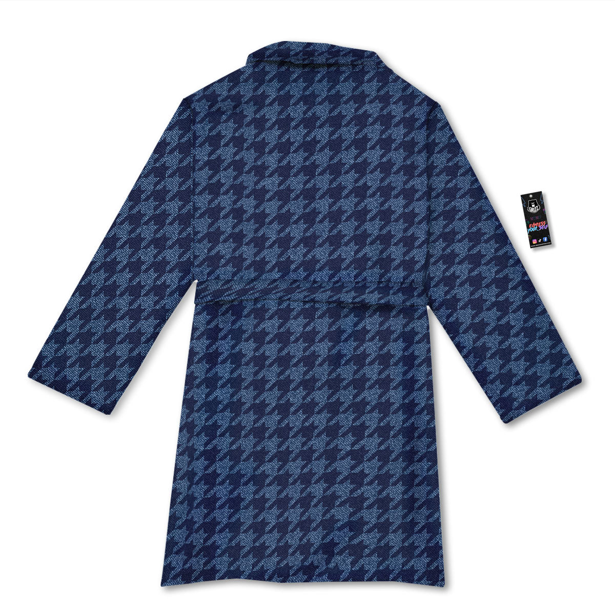 Houndstooth Denim Print Pattern Bathrobe-grizzshop