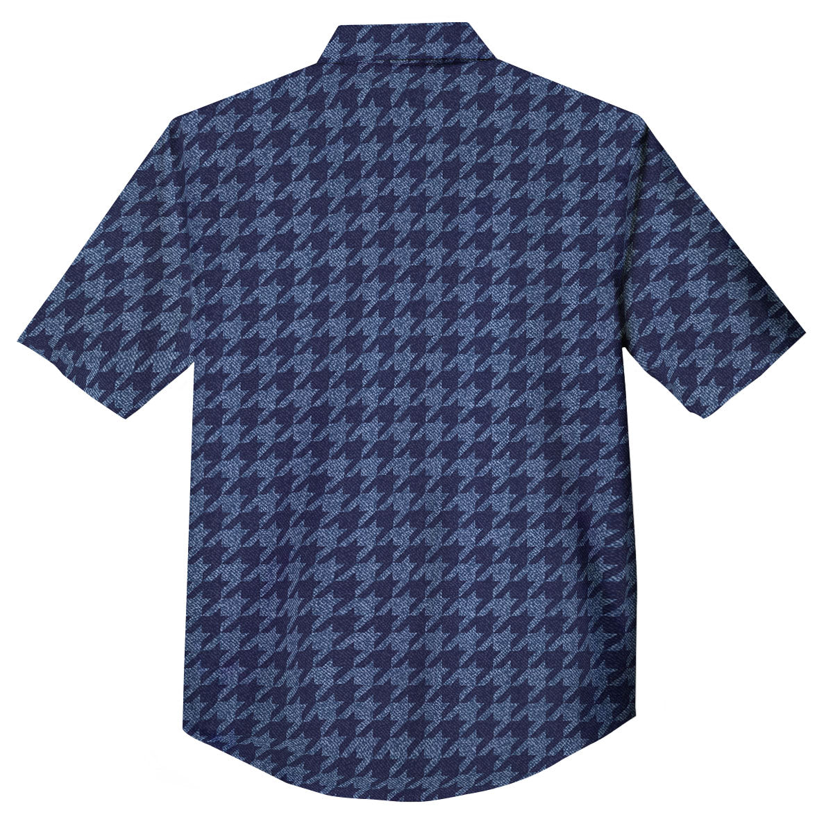 Houndstooth Denim Print Pattern Button Up Shirt-grizzshop