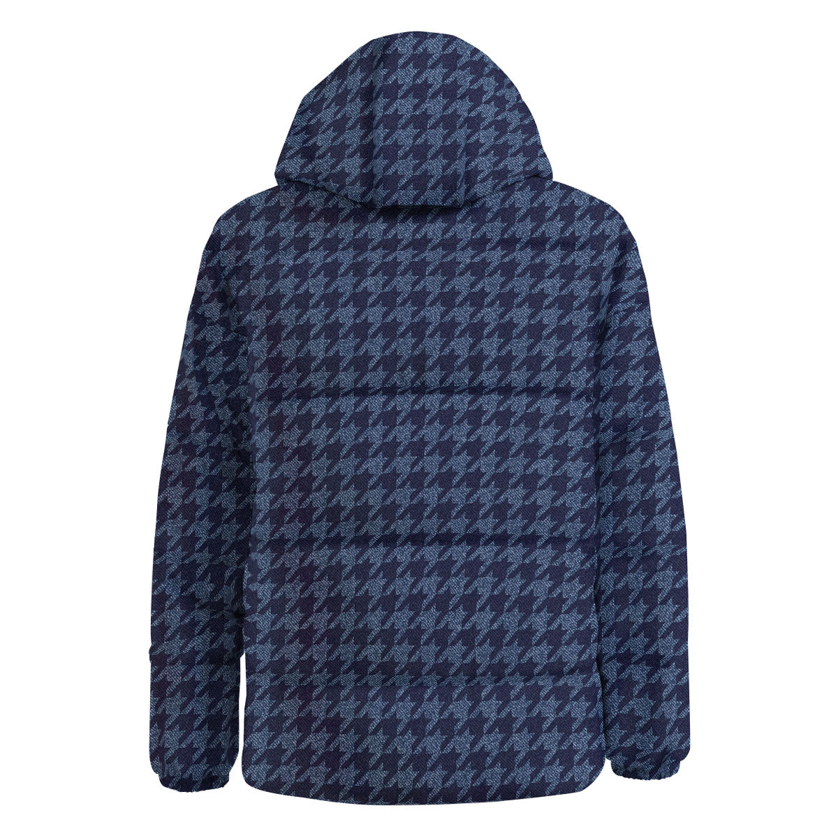 Houndstooth Denim Print Pattern Down Jacket-grizzshop