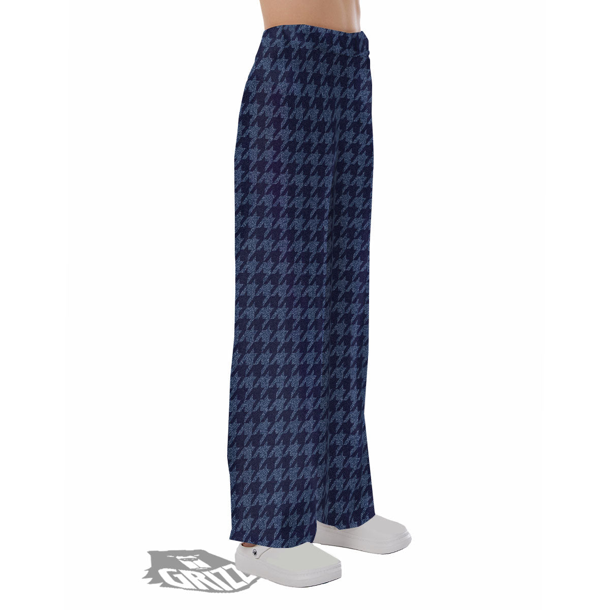 Houndstooth Denim Print Pattern Pajama Pants-grizzshop