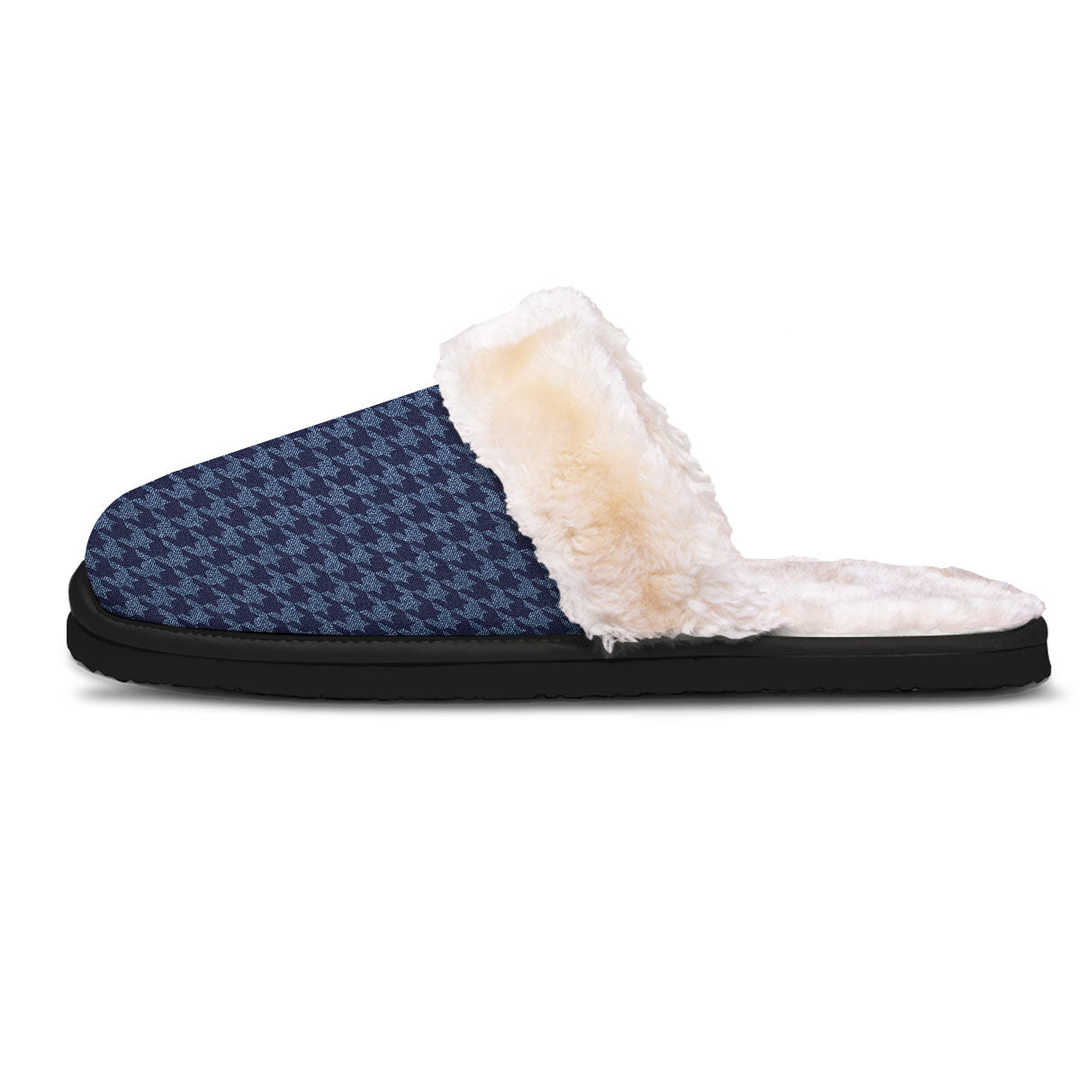 Houndstooth Denim Print Pattern Slippers-grizzshop