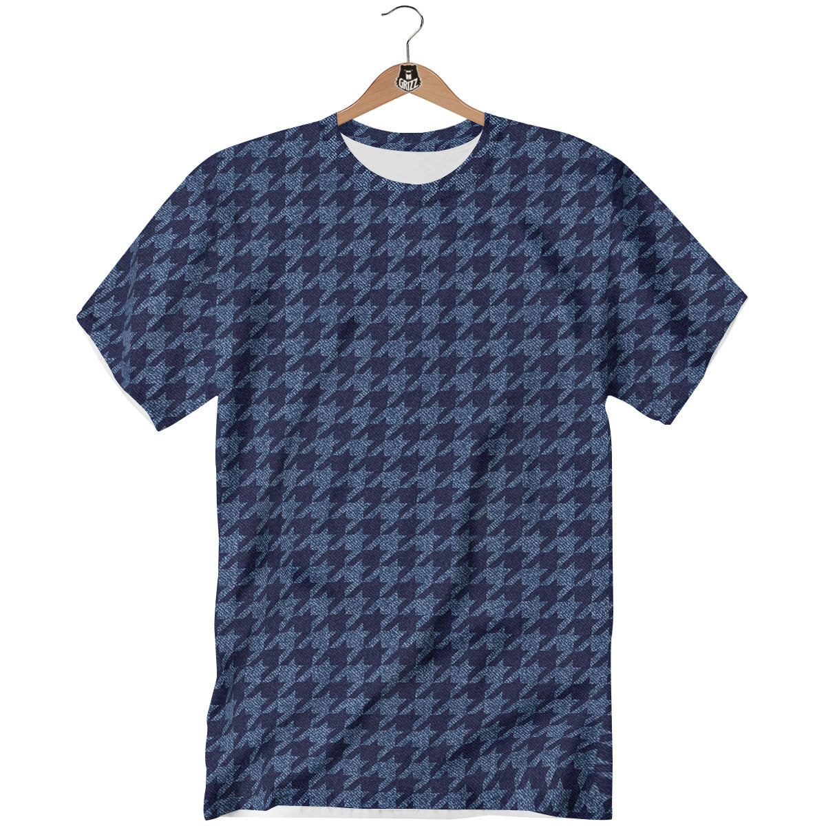 Houndstooth Denim Print Pattern T-Shirt-grizzshop
