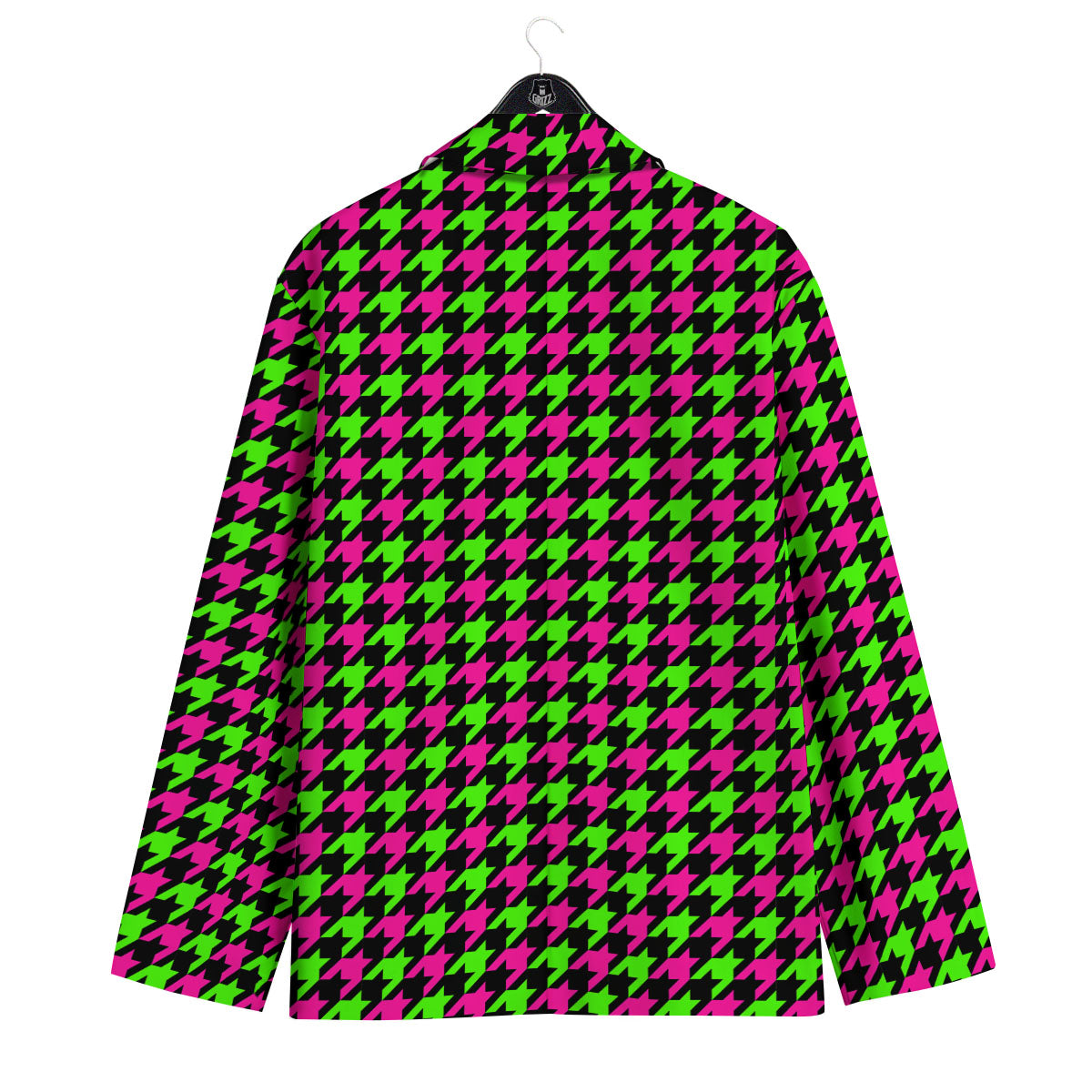 Houndstooth Green And Pink Print Pattern Men's Sport Coat-grizzshop
