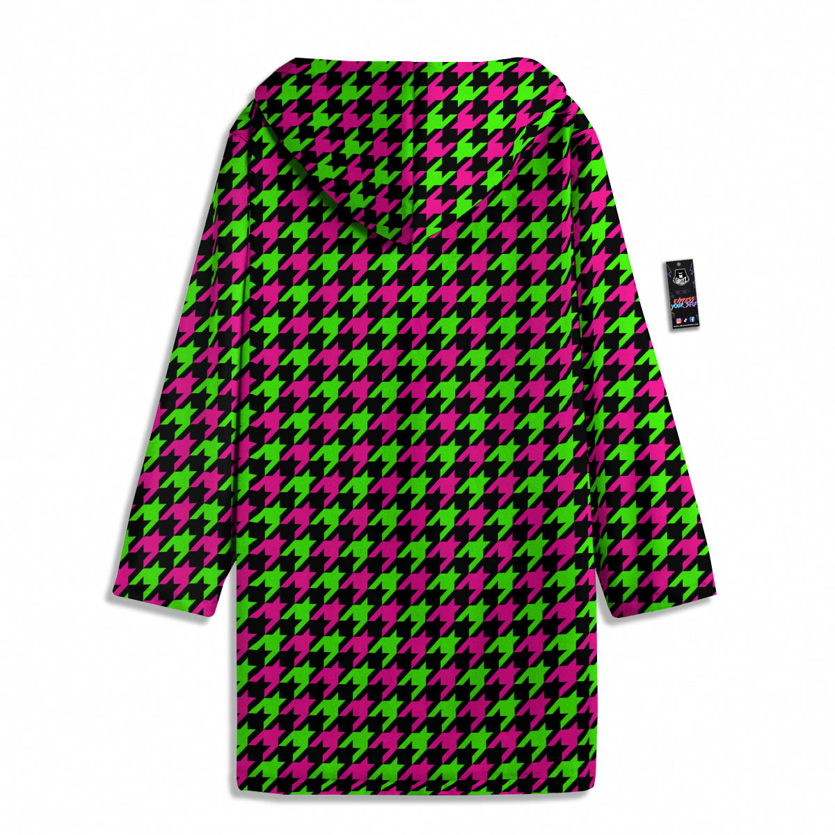 Houndstooth Green And Pink Print Pattern Men's Windbreaker Jacket-grizzshop
