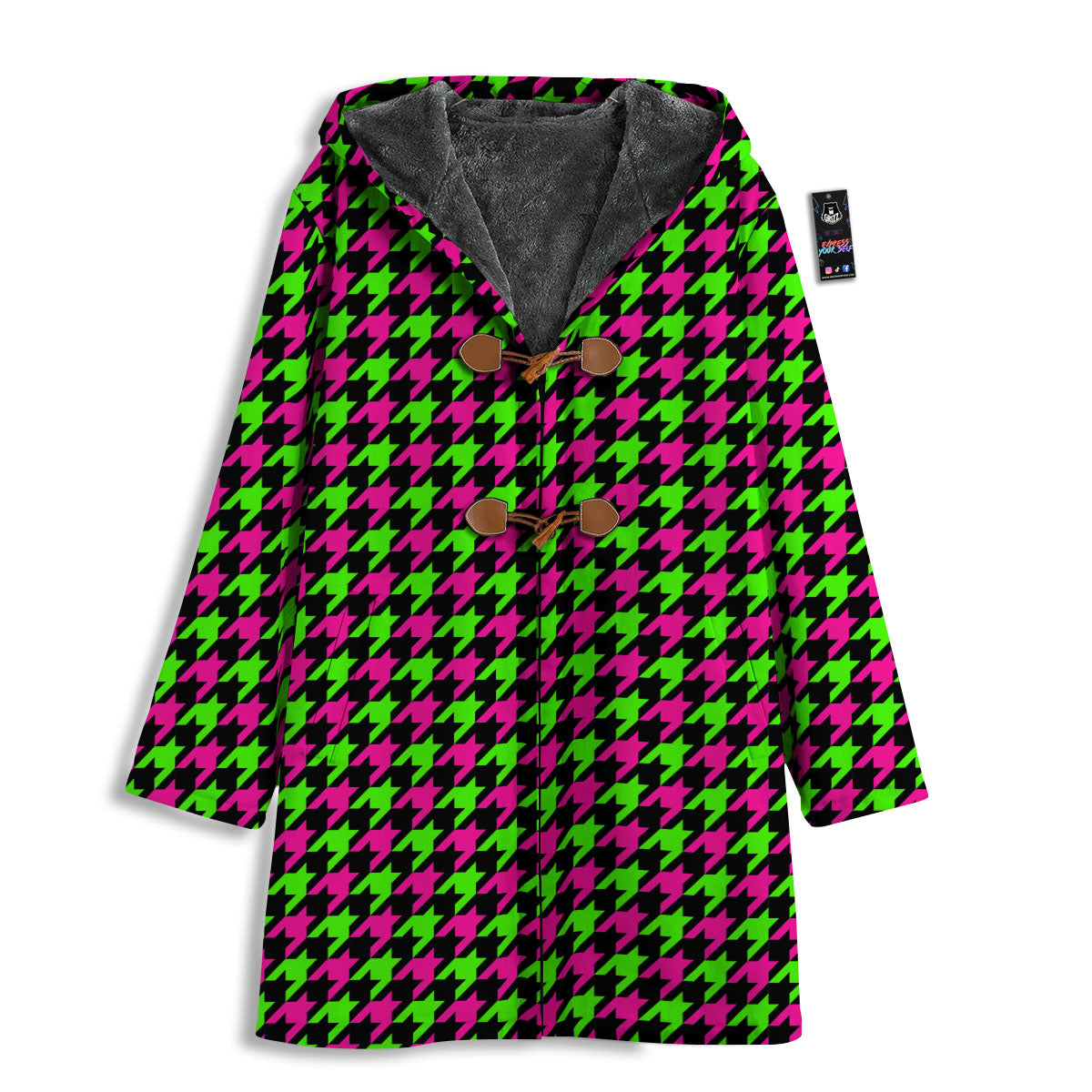 Houndstooth Green And Pink Print Pattern Men's Windbreaker Jacket-grizzshop