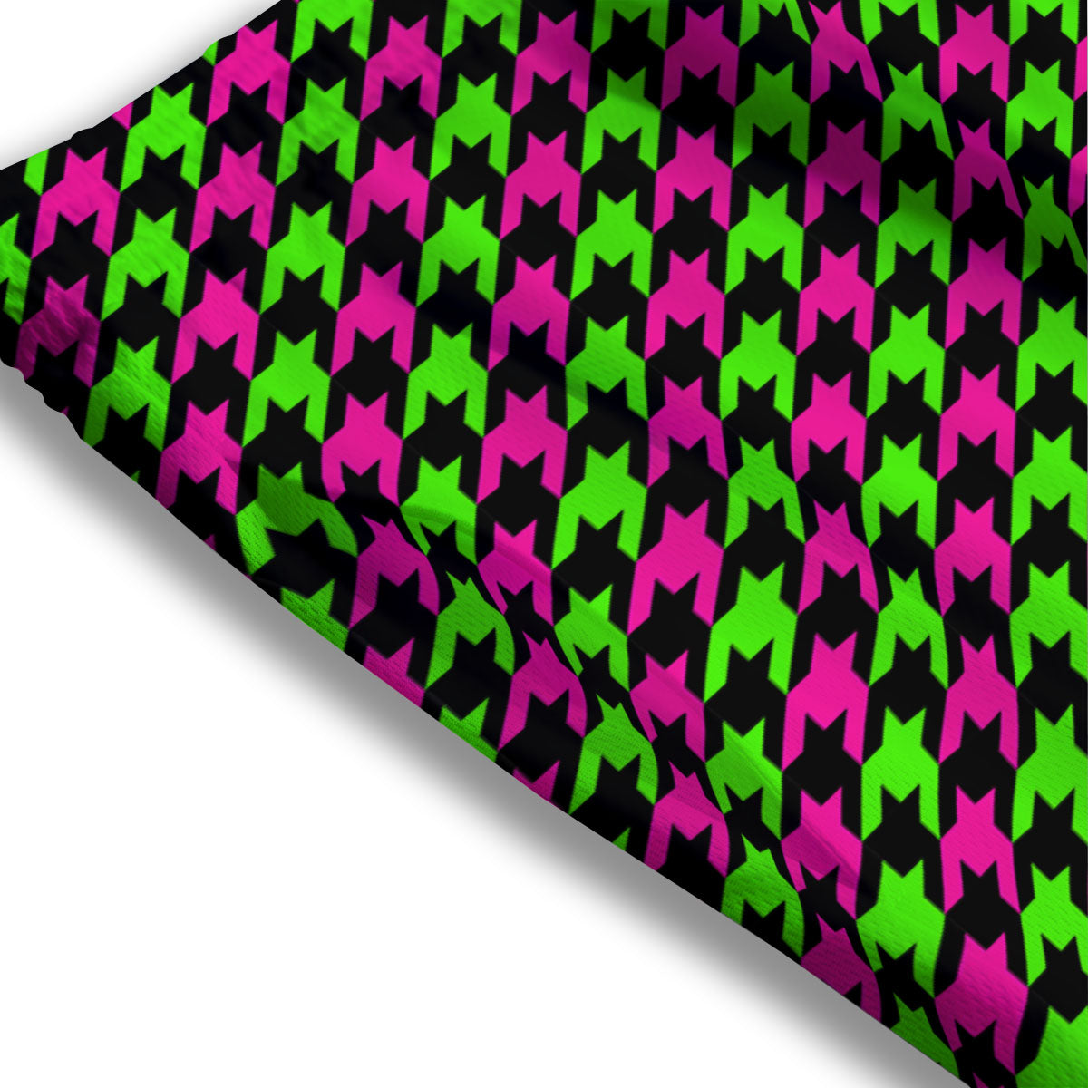 Houndstooth Green And Pink Print Pattern Mesh Shorts