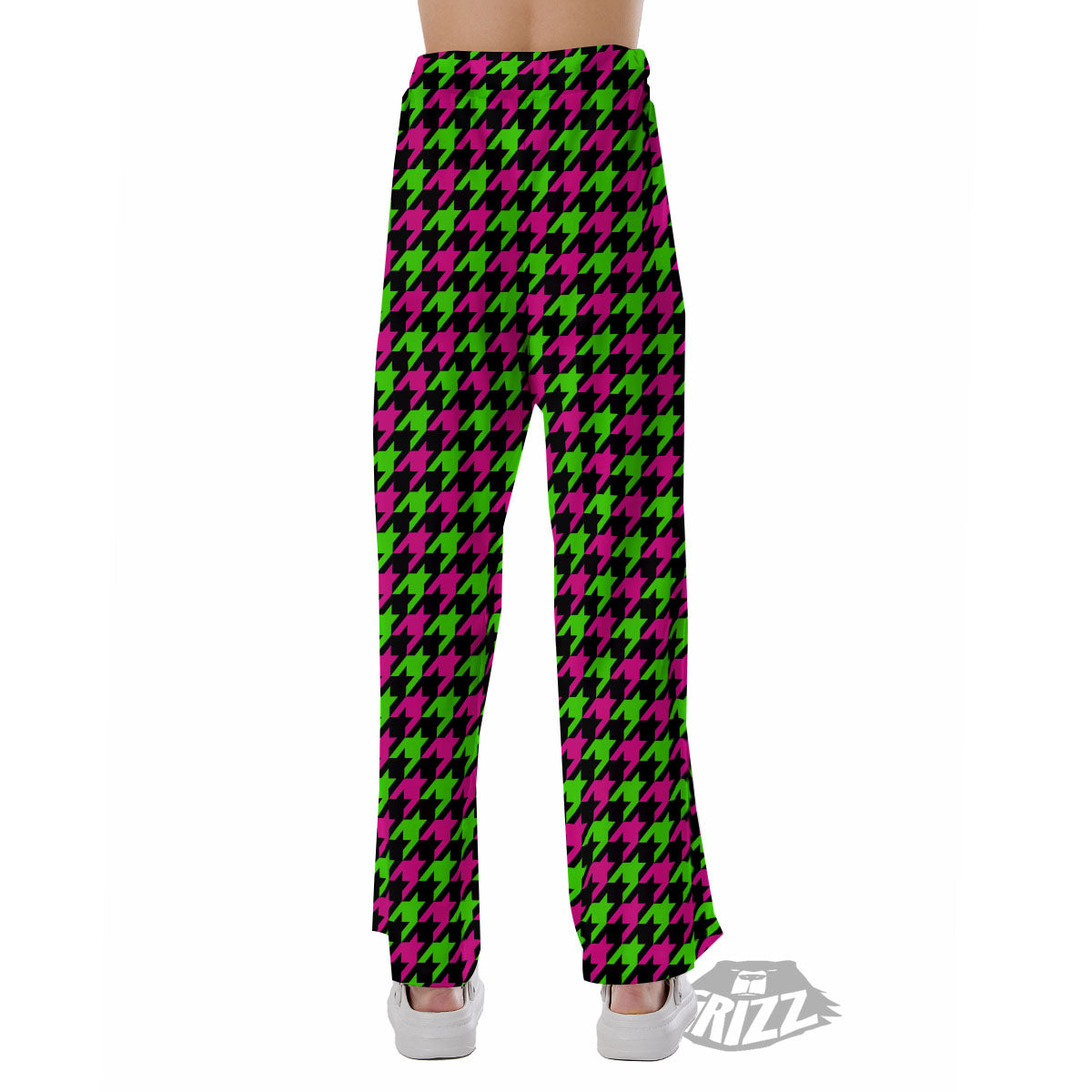 Houndstooth Green And Pink Print Pattern Pajama Pants-grizzshop