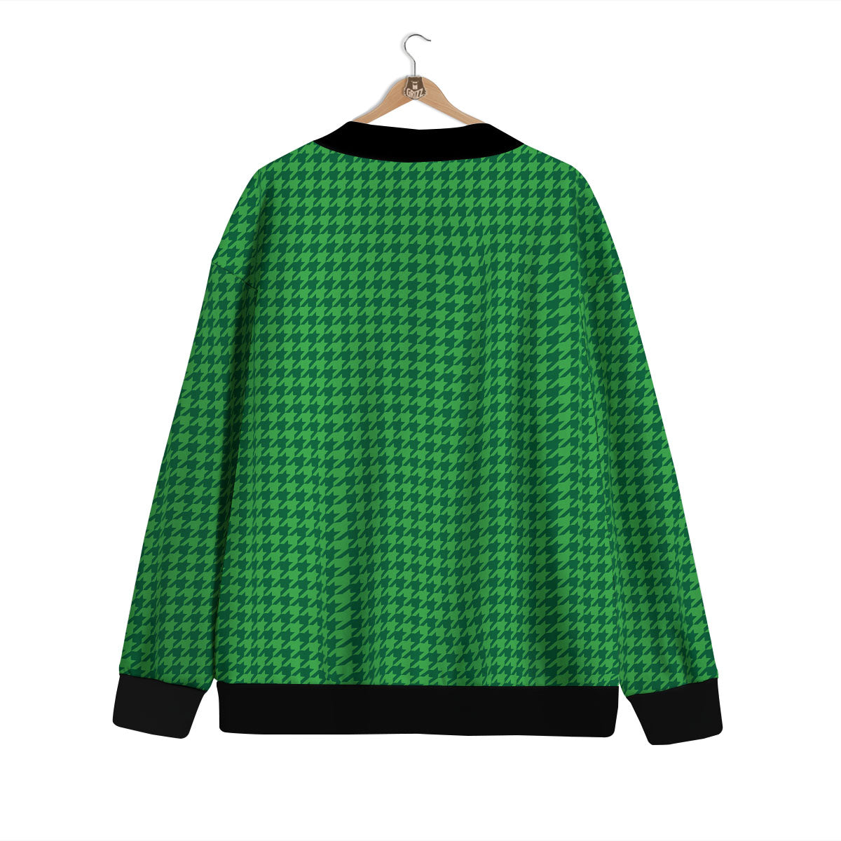 Houndstooth Green Print Pattern Cardigan-grizzshop