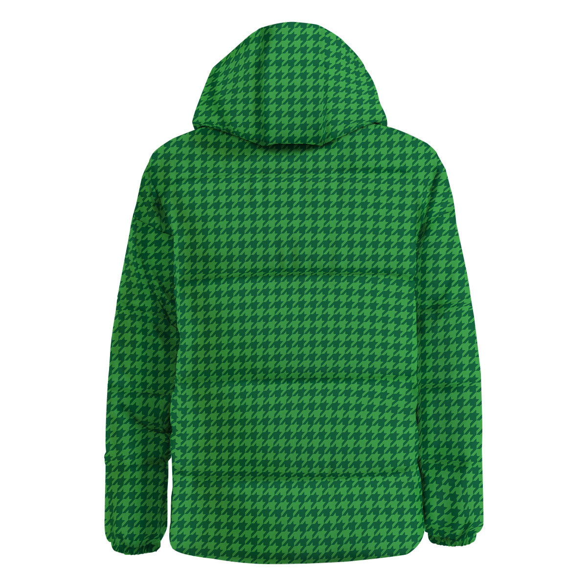 Houndstooth Green Print Pattern Down Jacket-grizzshop