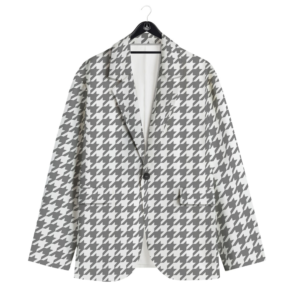Houndstooth Grey Print Pattern Men's Sport Coat-grizzshop
