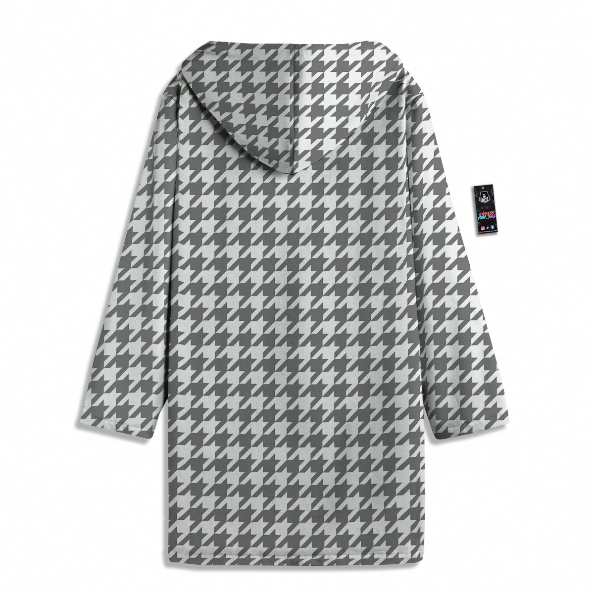 Houndstooth Grey Print Pattern Men's Windbreaker Jacket-grizzshop