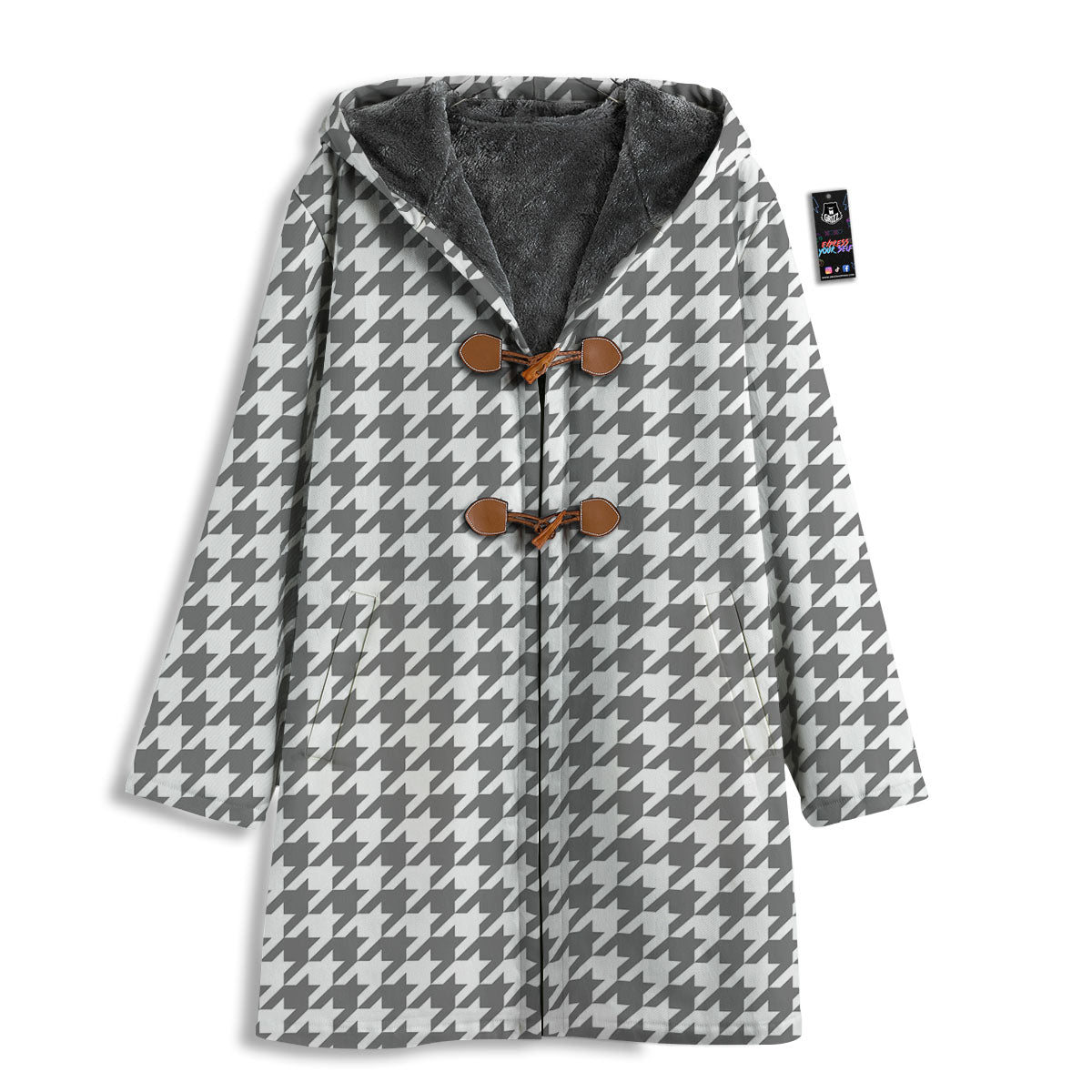 Houndstooth Grey Print Pattern Men's Windbreaker Jacket-grizzshop
