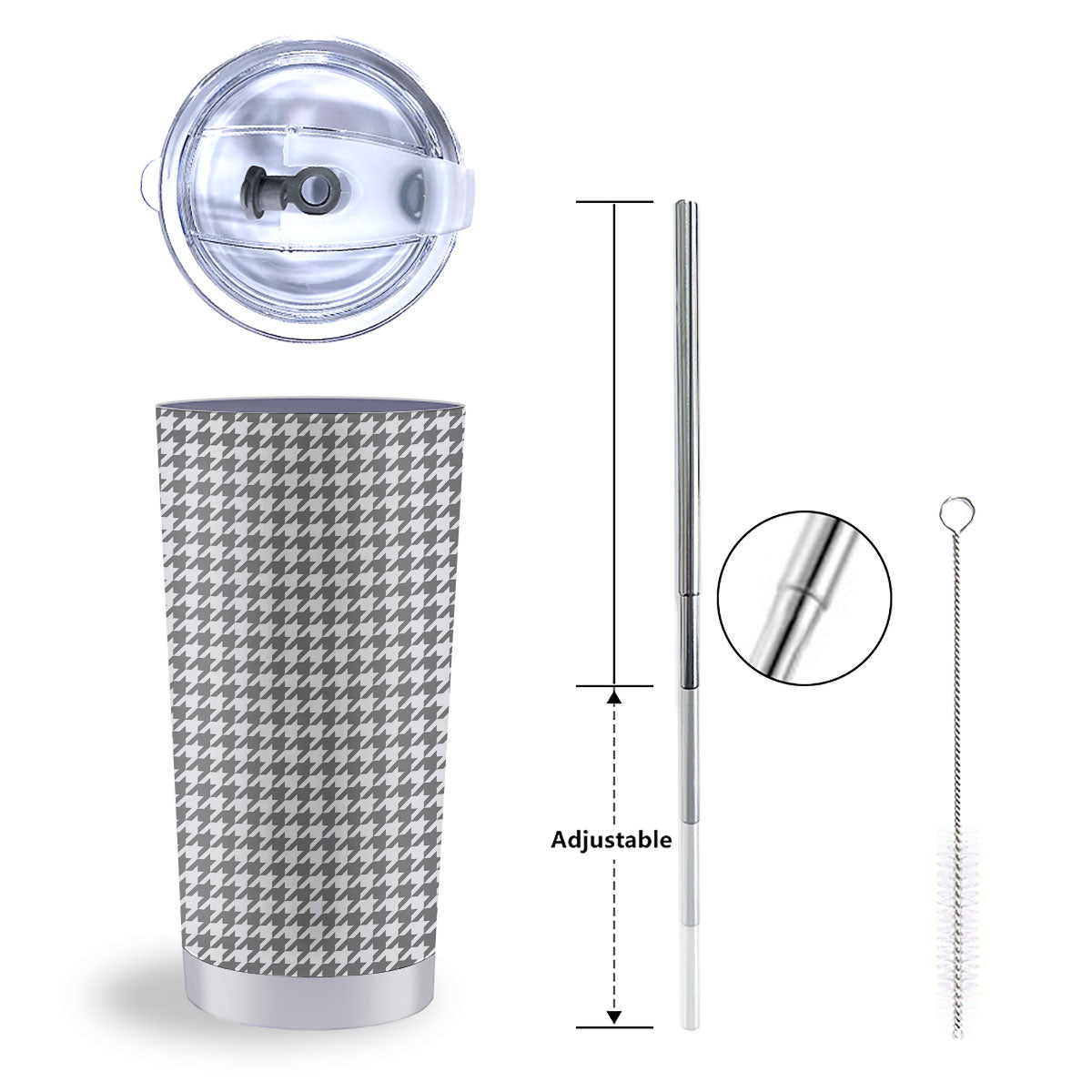 Houndstooth Grey Print Pattern Tumbler-grizzshop