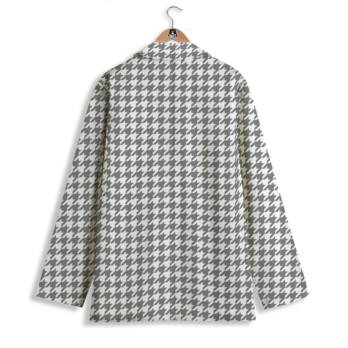 Houndstooth Grey Print Pattern Women's Blazer-grizzshop