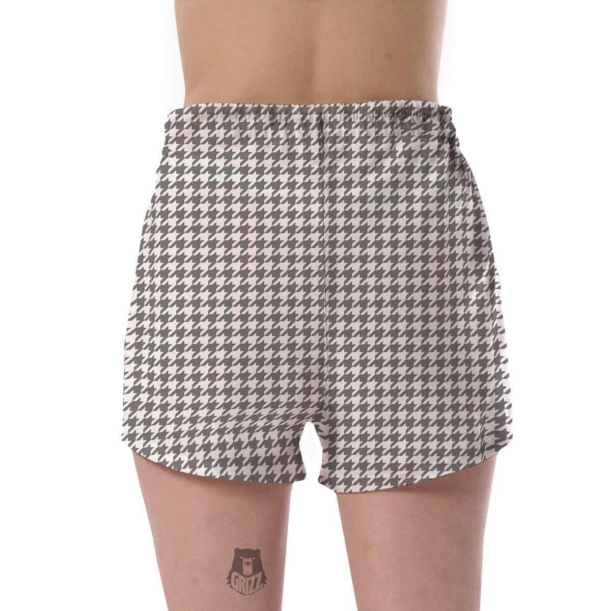 Houndstooth Grey Print Pattern Women's Shorts-grizzshop
