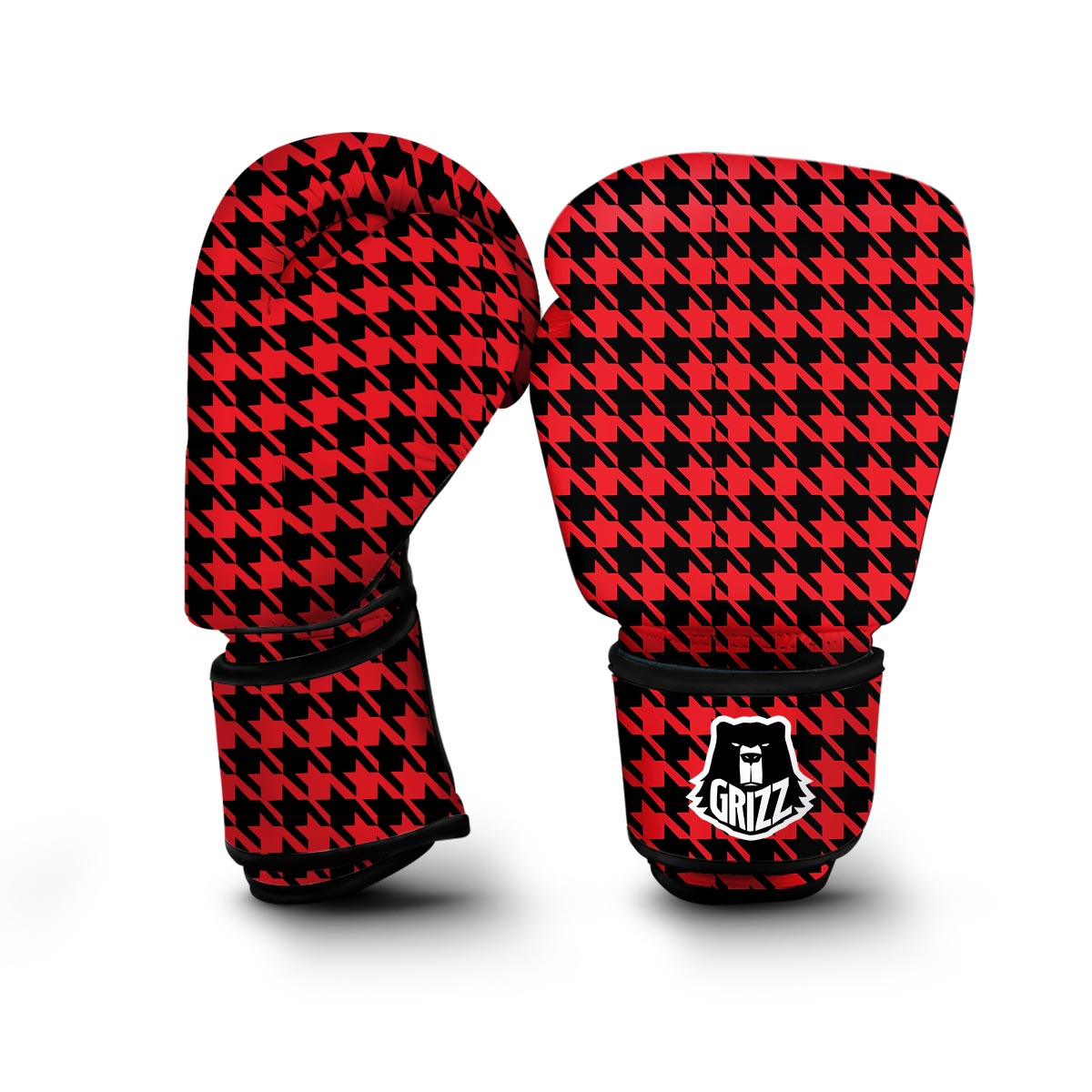 Houndstooth Pattern Print Boxing Gloves-grizzshop