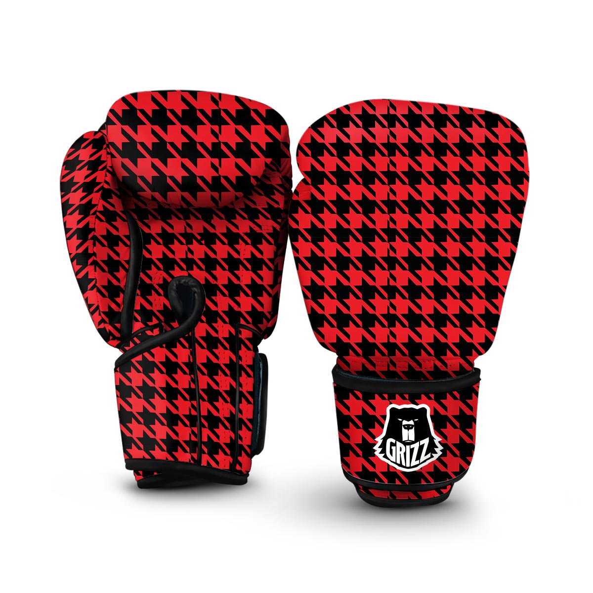 Houndstooth Pattern Print Boxing Gloves-grizzshop