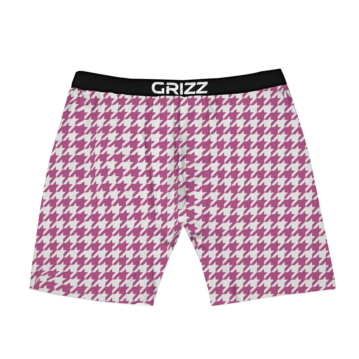 Houndstooth Pink Print Pattern Boxer Briefs-grizzshop