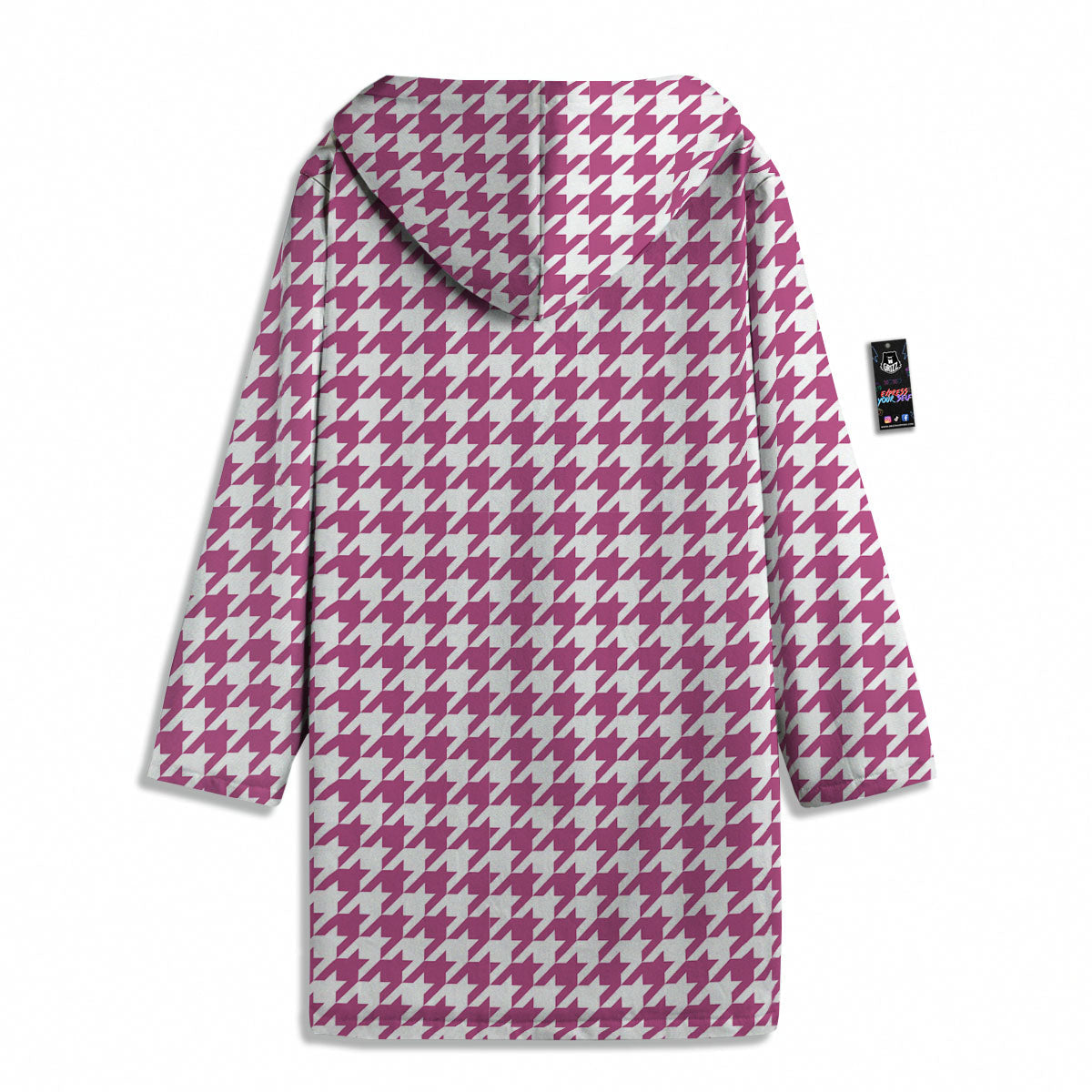 Houndstooth Pink Print Pattern Men's Windbreaker Jacket-grizzshop