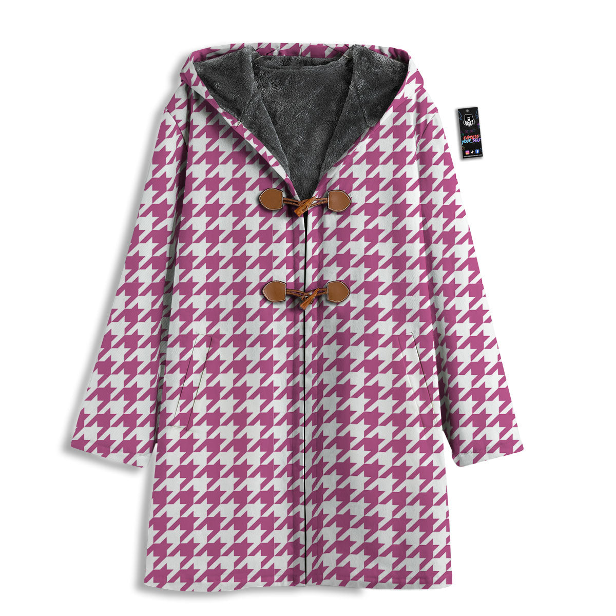 Houndstooth Pink Print Pattern Men's Windbreaker Jacket-grizzshop