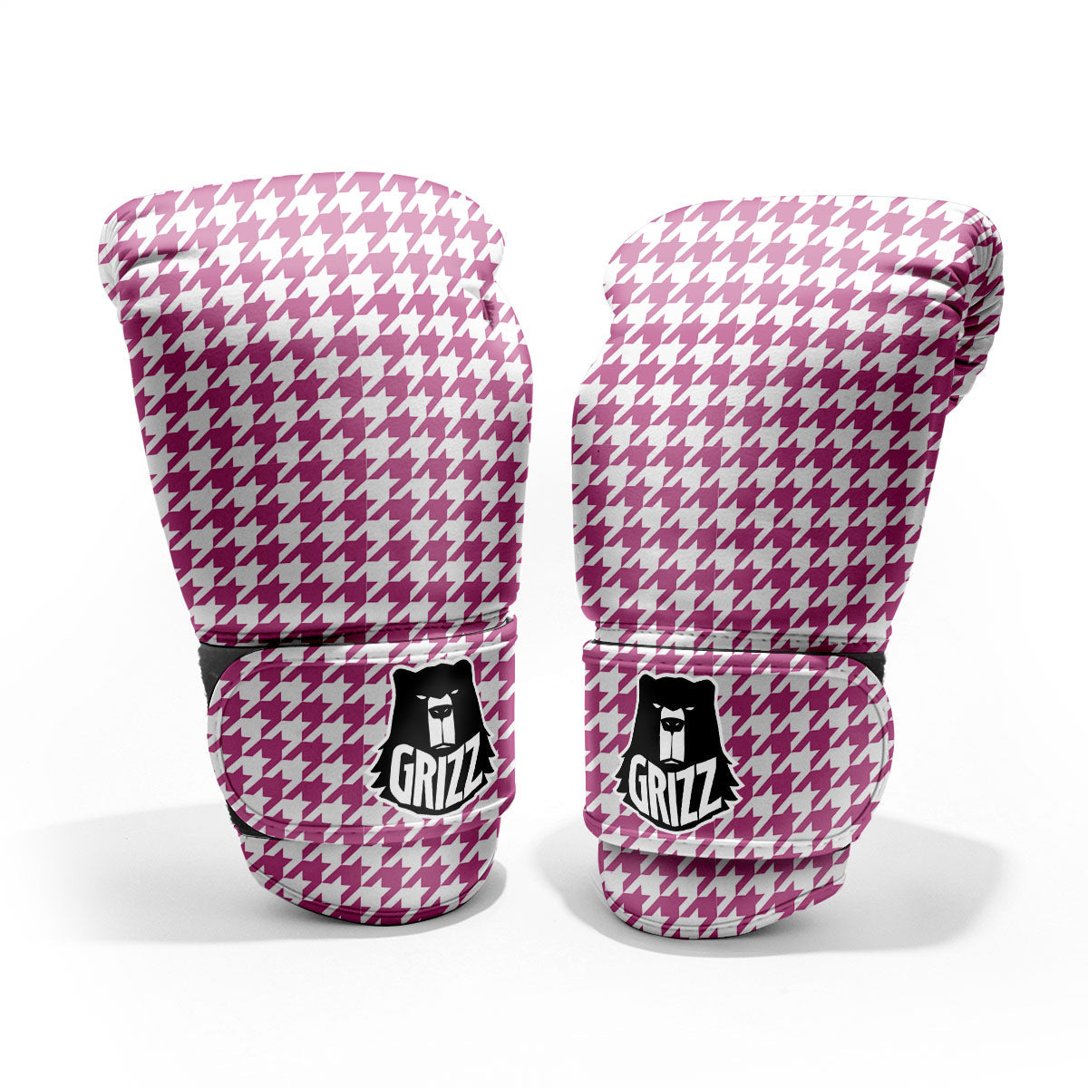 Houndstooth Pink Print Pattern Pro Boxing Glove