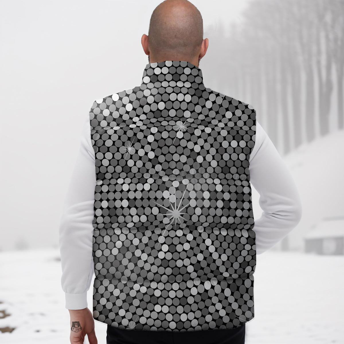 Houndstooth Print Pattern Down Vest